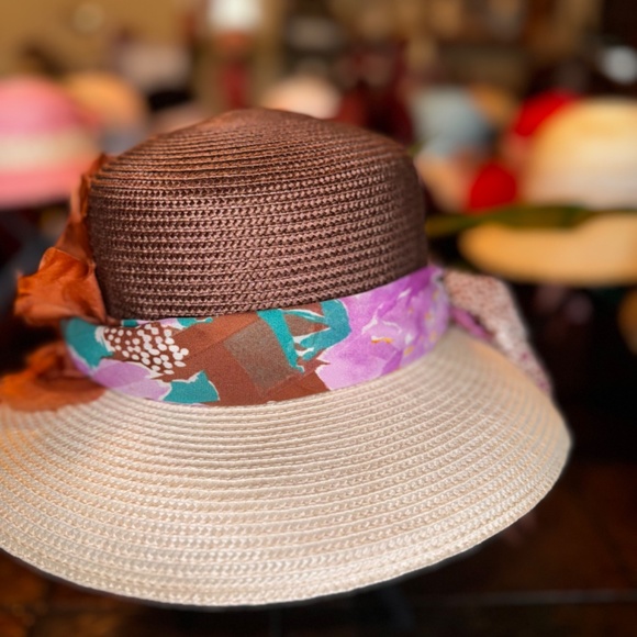 Kentucky Derby Hat Fine Millinary Collection silk scarf band Women’s Hat - Picture 2 of 4